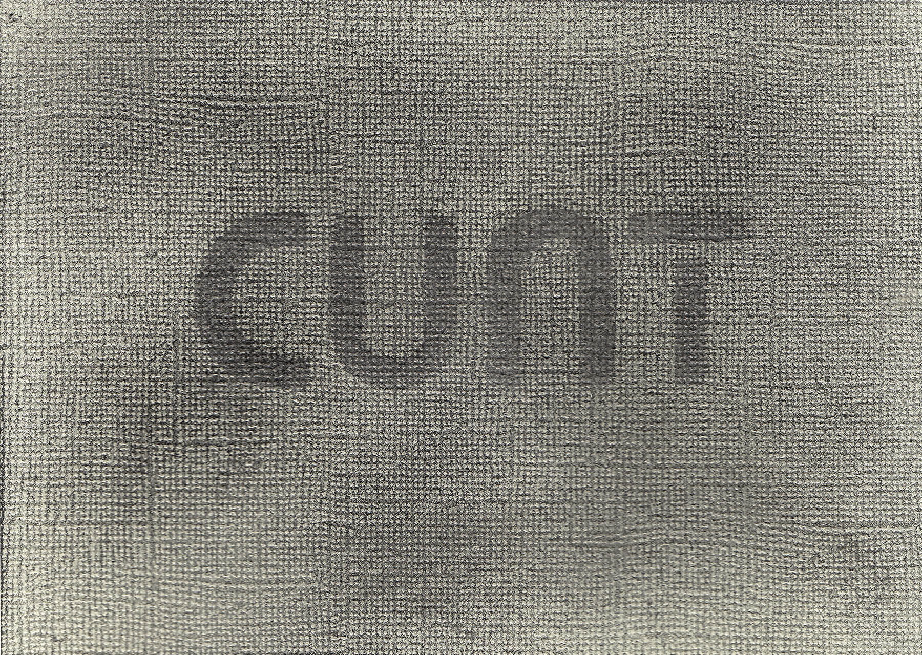 Smudged, grubby looking cunt written on textured paper in graphite