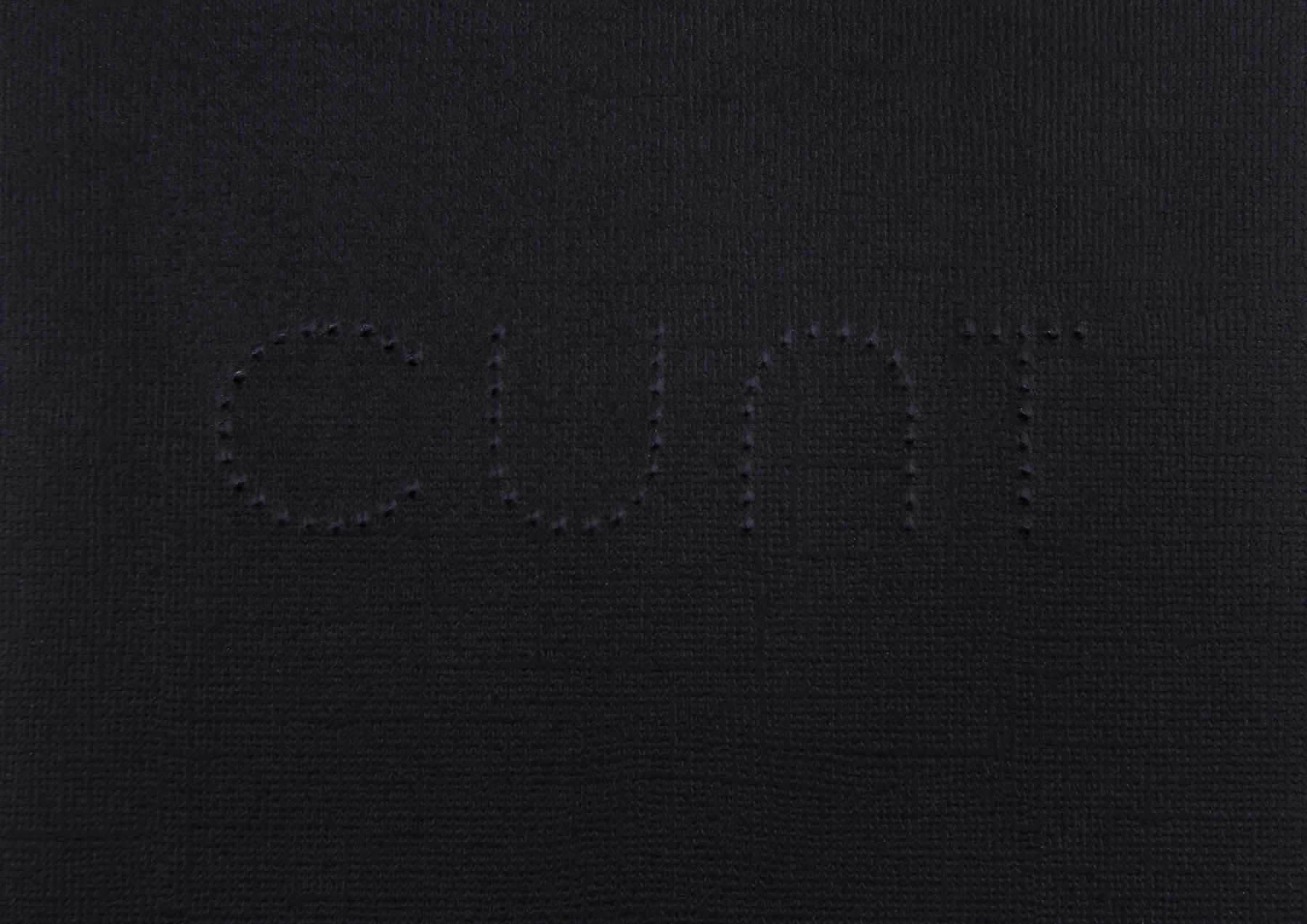 Embossed dots on black card spell cunt